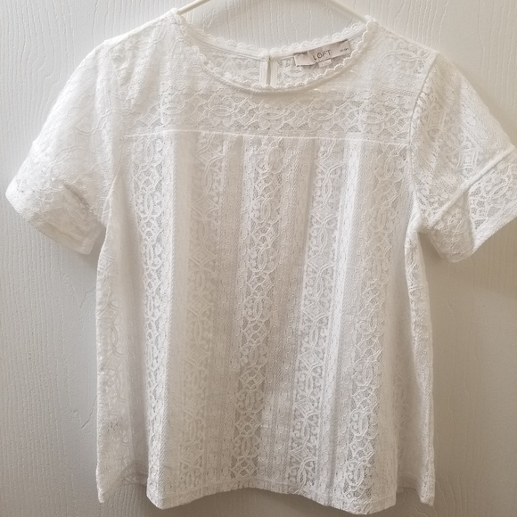 loft white lace top